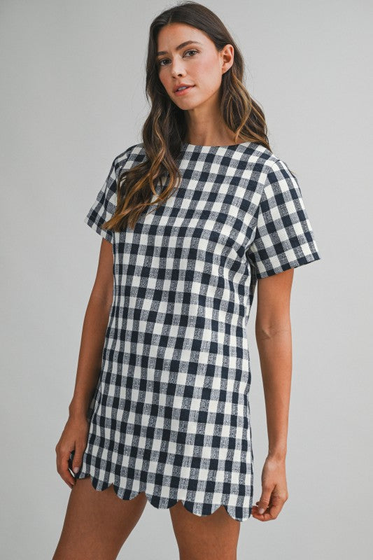Navy & White Gingham Dress