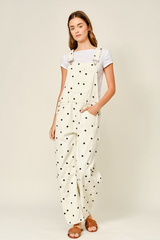 Polka Dot Denim Overall