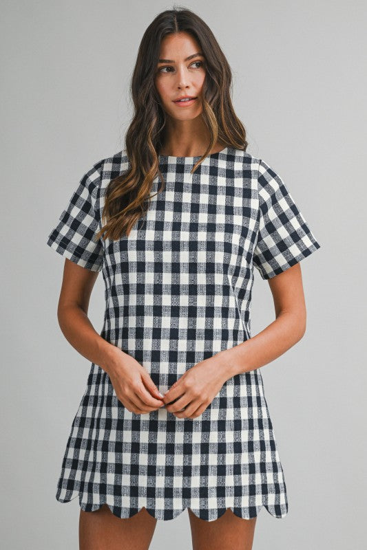 Navy & White Gingham Dress
