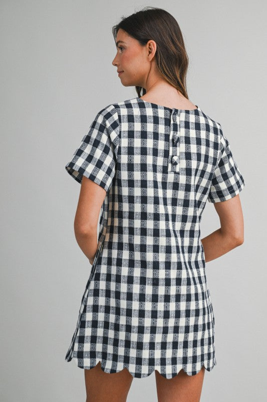 Navy & White Gingham Dress
