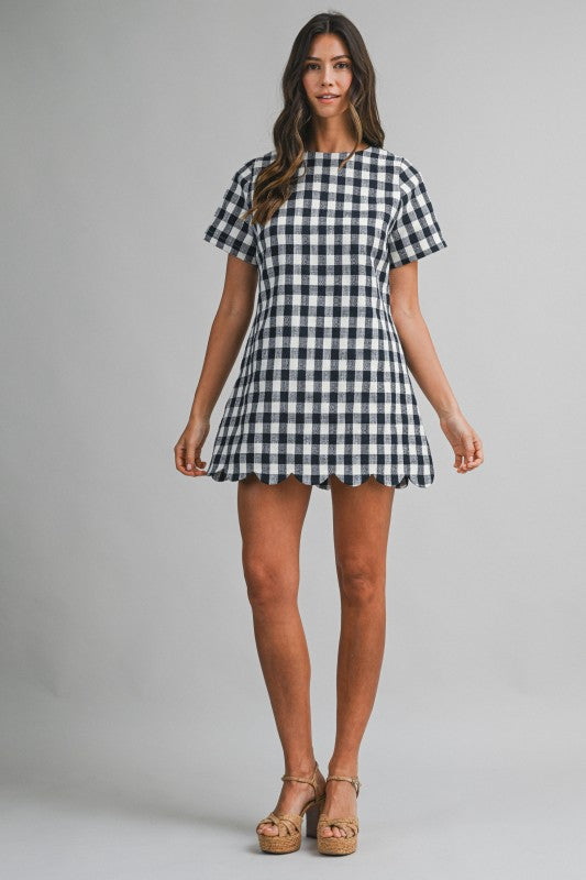 Navy & White Gingham Dress
