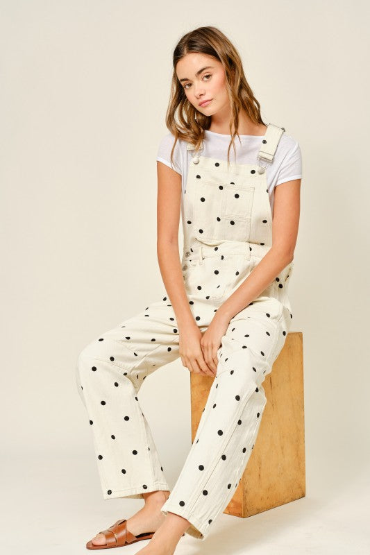 Polka Dot Denim Overall