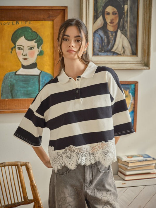 Lace Trim Polo