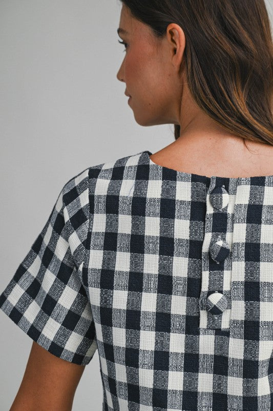 Navy & White Gingham Dress