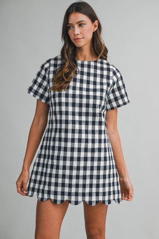 Navy & White Gingham Dress