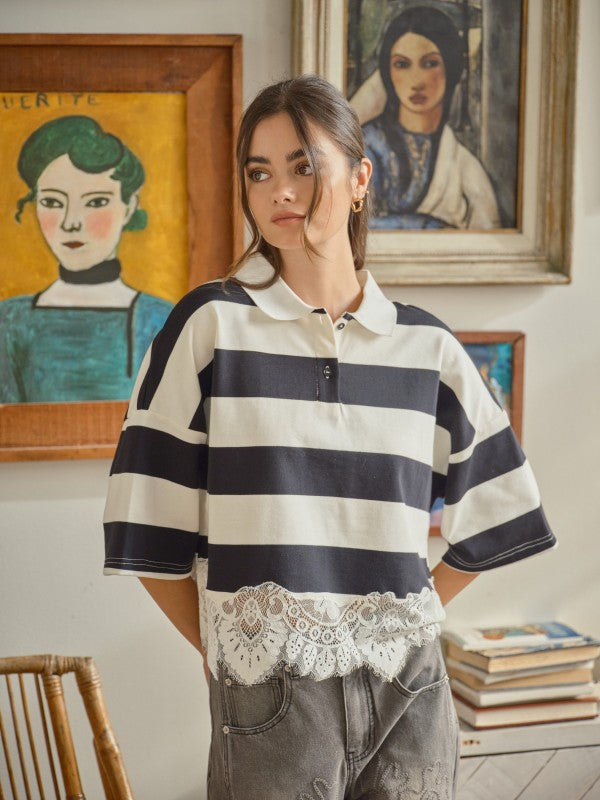 Lace Trim Polo