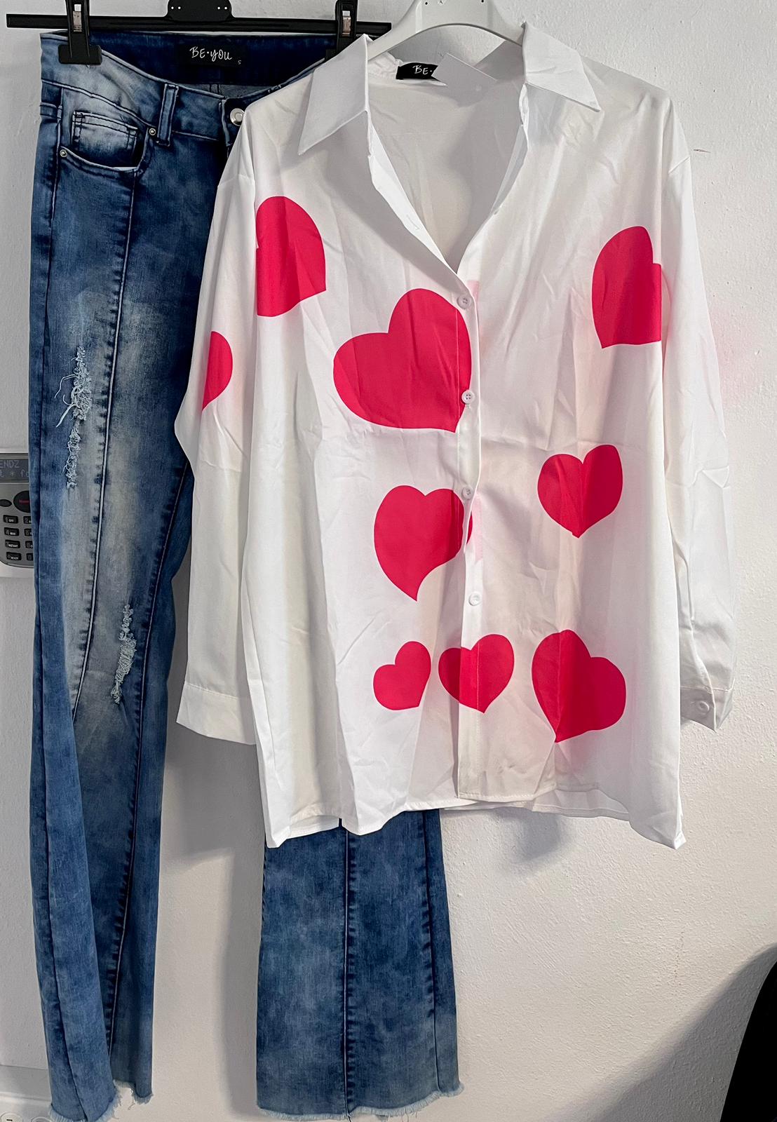 Hearts Button-Down Top