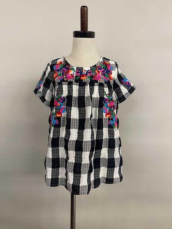 Gingham Flower top (Kids)