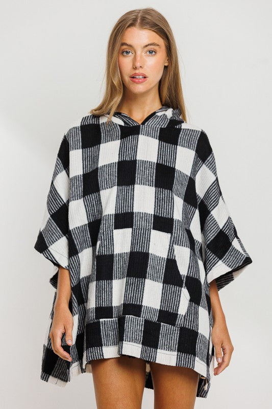 Checker Hooded Poncho