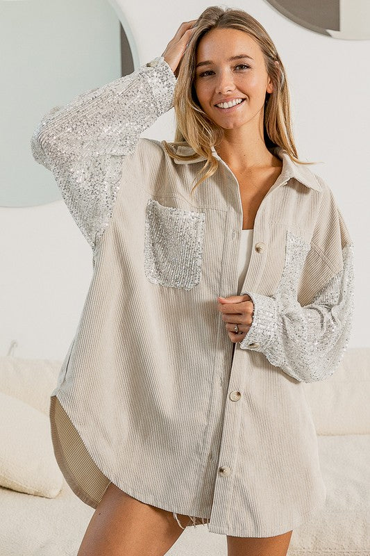 Oatmeal Sequin Shirt